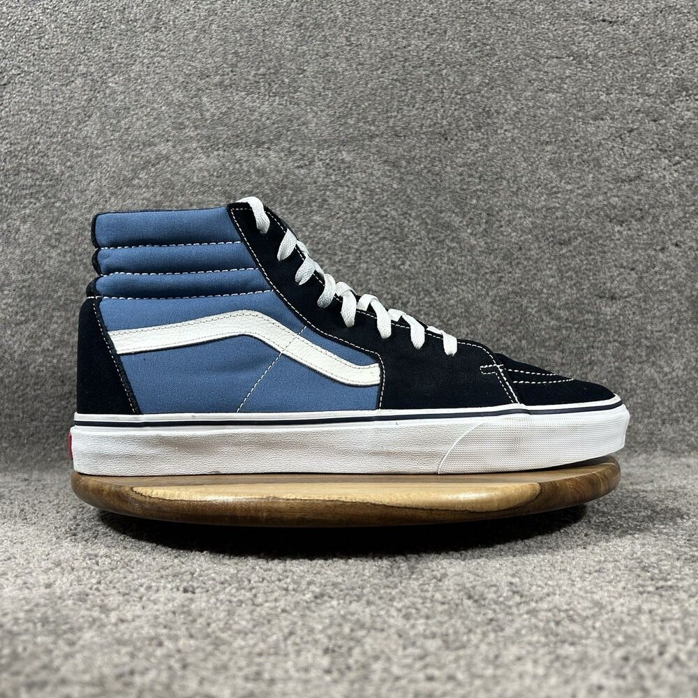 Vans Sk8-Hi Mens Size 14 Blue Black Suede High Top Athletic Skate Shoes Used